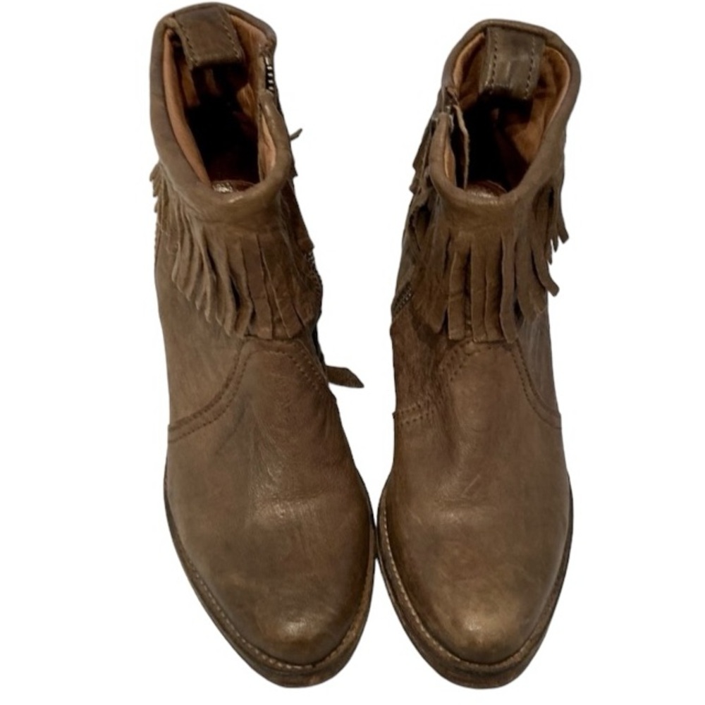 All Saints Cuban Fringed Leather Ankle Booties - Picture 1 of 16
